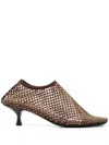 Christopher Esber Minette Crystal-embellished Fishnet Pumps In Brown