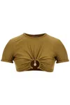 Christopher Esber Ruched Orbit Crop Swim T-shirt In Brown