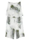 Christopher Esber Absence Layered Printed Silk-chiffon Wide-leg Pants In White