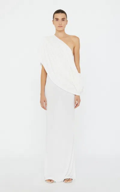 Christopher Esber Aiba Draped Jersey Maxi Dress In White