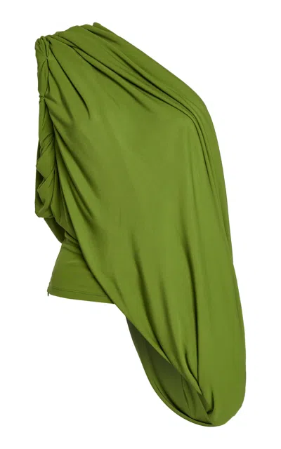 Christopher Esber Aiba Draped Jersey Top In Green
