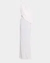 Christopher Esber Aiba Draped One-shoulder Jersey Maxi Dress In White