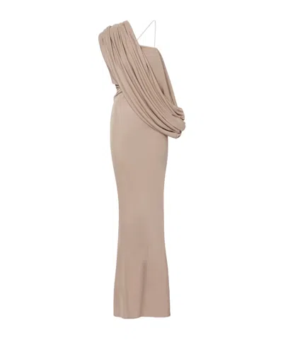 Christopher Esber Aiba Draped One-shoulder Jersey Gown In Neutral