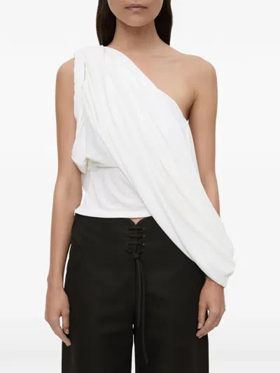 Christopher Esber Aiba Draped One-shoulder Top In White