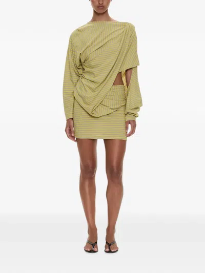 Christopher Esber Aiba Draped Striped Mini Dress In Yellow