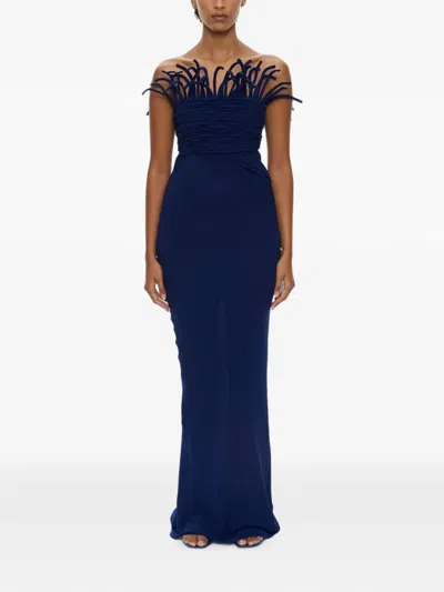 Christopher Esber Aira Corded Silk Maxi Dress In Blue