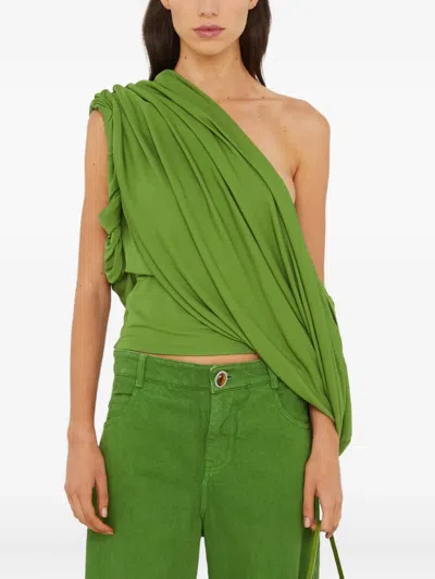 Christopher Esber Alba Draped One-shoulder Top In Green