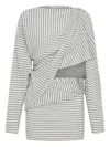 Christopher Esber Alba Draped Striped Mini Dress In Gray