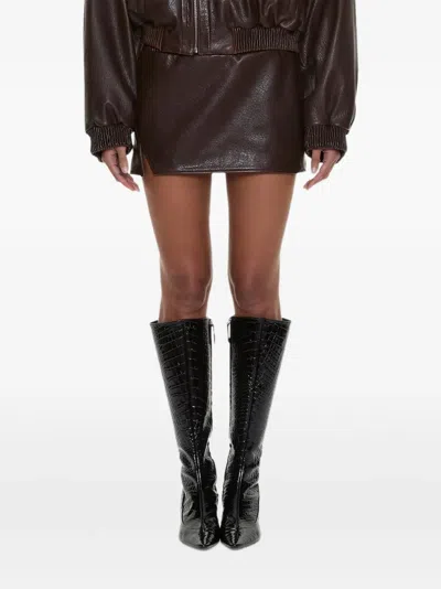 Christopher Esber Alfie Leather Mini Skirt In Brown