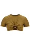 Christopher Esber Ruched Orbit Crop Swim T-shirt In Kombu (khaki)