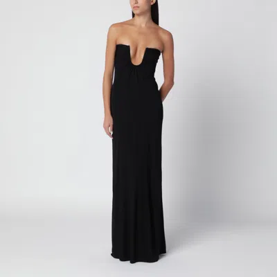 Christopher Esber Arced Palm Black Viscose Strapless Dress