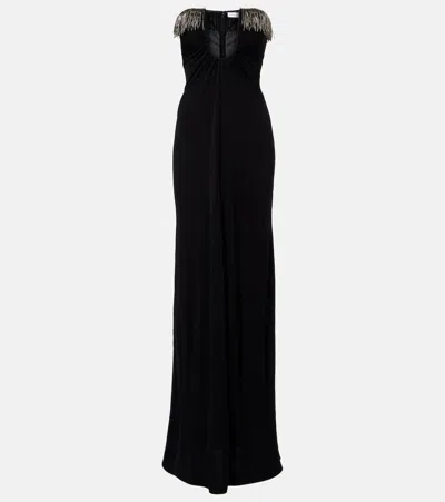 Christopher Esber Arced Palm Jersey Maxi Dress In Black