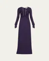Christopher Esber Arced Palm Long-sleeve Dress In Purple