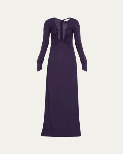 Christopher Esber Arced Palm Long-sleeve Dress In Purple