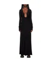 Christopher Esber Black Concave Long Sleeve Rib Maxi Dress In Black