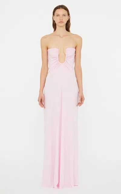 Christopher Esber Arced Palm Strapless Dress In Light Pink