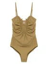 Christopher Esber Arced Ruched One Piece In Brown