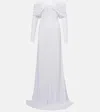 Christopher Esber Arched Palm Strapless Shawl Gown In White
