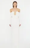 Christopher Esber Arched Palm Strapless Shawl Gown In White