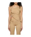 Christopher Esber Asymmetric Cowl-neck Top In Nude