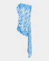 Christopher Esber Asymmetric Lace Mini Dress In Boston Blue