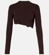 Christopher Esber Asymmetric Knitted Crop Top In Black