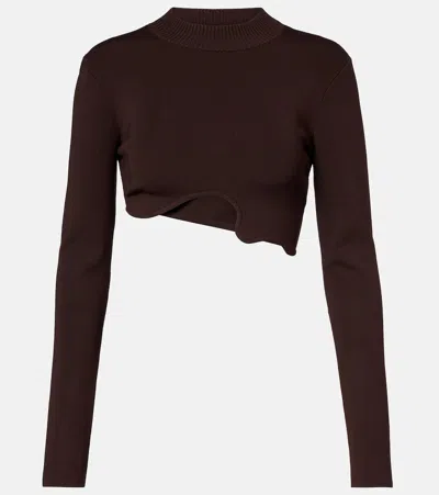 Christopher Esber Asymmetric Knitted Crop Top In Black