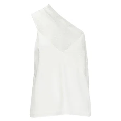 Christopher Esber Asymmetric Lace Trim Camisole Slip Top In White