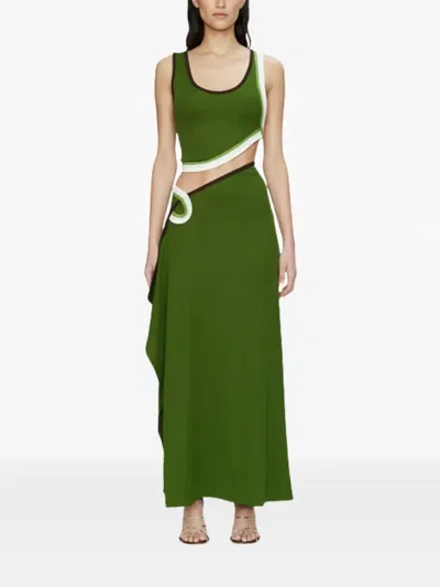 Christopher Esber Asymmetric Ribbed Tank Top In Green