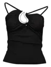 Christopher Esber Asymmetric-strap Ribbed Top In Black
