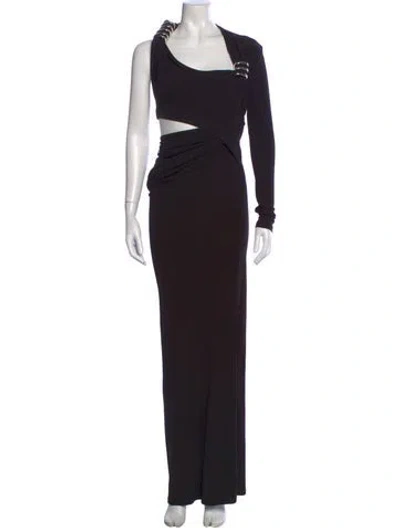 Pre-owned Christopher Esber Asymmetrical Long Dress In Black