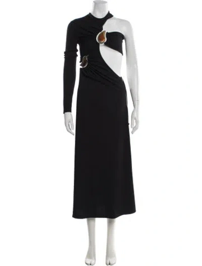 Pre-owned Christopher Esber Asymmetrical Long Dress In Black