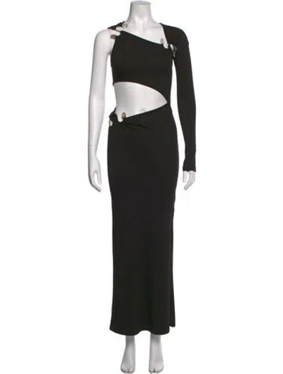 Pre-owned Christopher Esber Asymmetrical Long Dress In Black