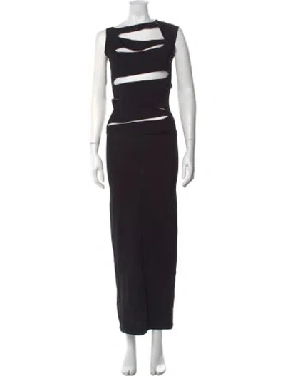Pre-owned Christopher Esber Asymmetrical Long Dress In Black