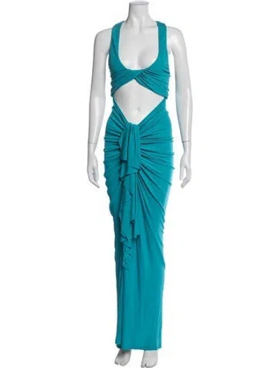 Pre-owned Christopher Esber Asymmetrical Long Dress In Blue