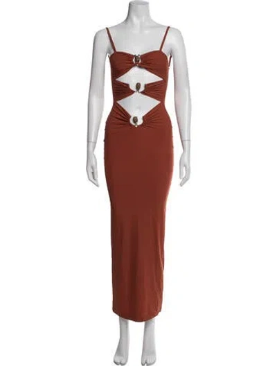 Pre-owned Christopher Esber Asymmetrical Long Dress In Brown