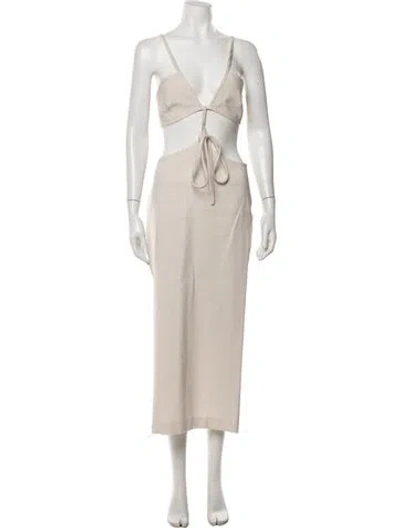 Pre-owned Christopher Esber Asymmetrical Long Dress In Neutral