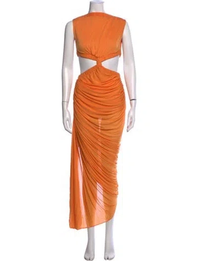 Pre-owned Christopher Esber Asymmetrical Long Dress In Orange