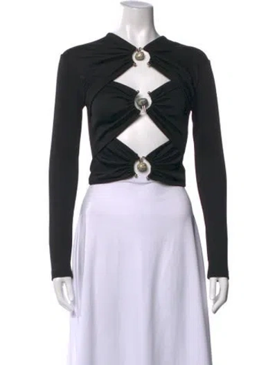 Pre-owned Christopher Esber Asymmetrical Long Sleeve Crop Top In Black