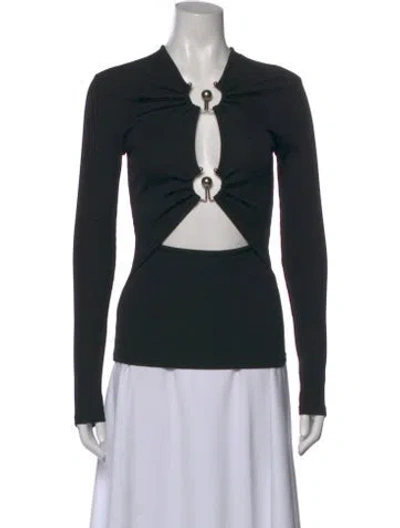 Pre-owned Christopher Esber Asymmetrical Long Sleeve Top In Black