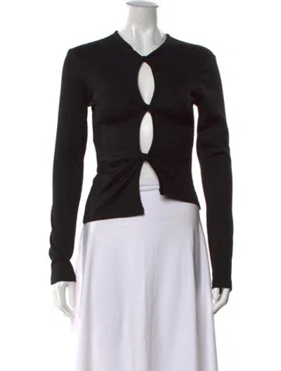 Pre-owned Christopher Esber Asymmetrical Long Sleeve Top In Black