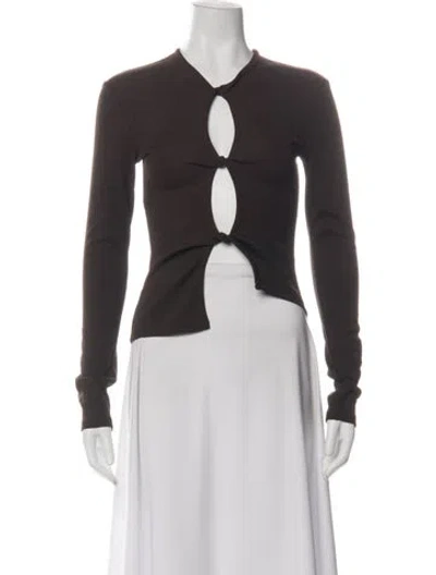 Pre-owned Christopher Esber Asymmetrical Long Sleeve Top In Brown