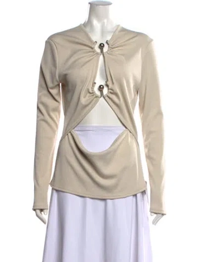 Pre-owned Christopher Esber Asymmetrical Long Sleeve Top In Neutrals