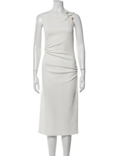 Pre-owned Christopher Esber Asymmetrical Midi Length Dress In White