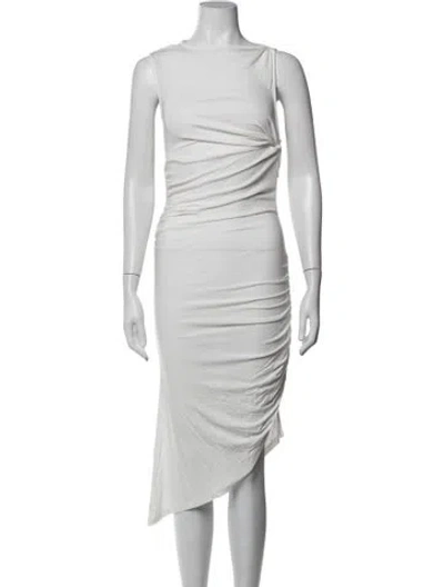 Pre-owned Christopher Esber Asymmetrical Midi Length Dress In White