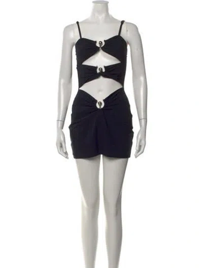 Pre-owned Christopher Esber Asymmetrical Mini Dress In Black