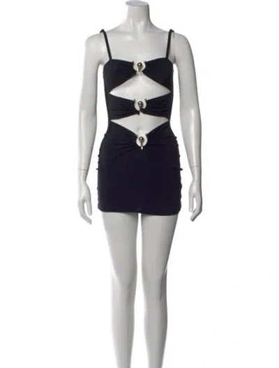 Pre-owned Christopher Esber Asymmetrical Mini Dress In Black