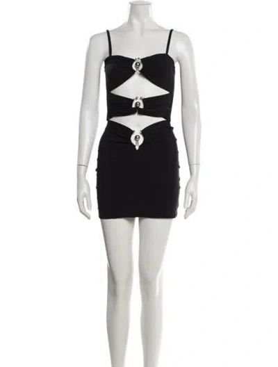 Pre-owned Christopher Esber Asymmetrical Mini Dress In Black