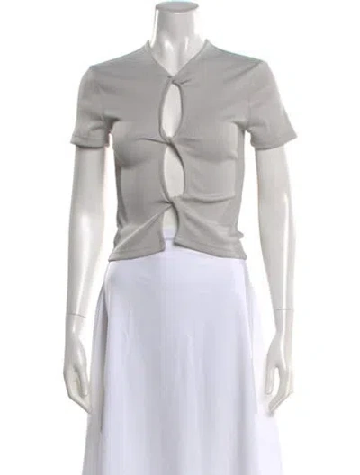 Pre-owned Christopher Esber Asymmetrical Short Sleeve Crop Top In White