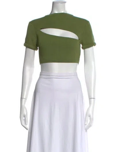 Pre-owned Christopher Esber Asymmetrical Short Sleeve Crop Top In White